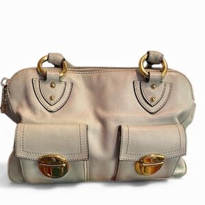 Marc Jacobs Classic Multi-Pocket Leather Satchel | Cream Ivory | Gold Hardware